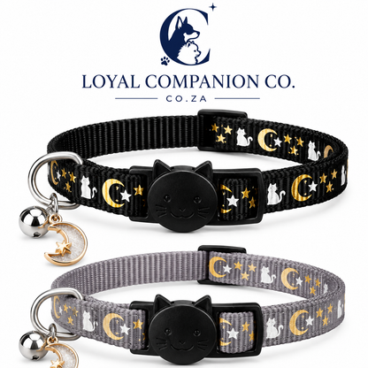 Loyal Companion Co.™ Glow-in-the-Dark Cat Collar with Bell — 2-Pack, Adjustable Nylon
