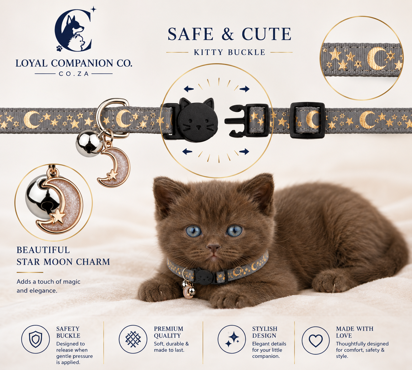 Loyal Companion Co.™ Glow-in-the-Dark Cat Collar with Bell — 2-Pack, Adjustable Nylon