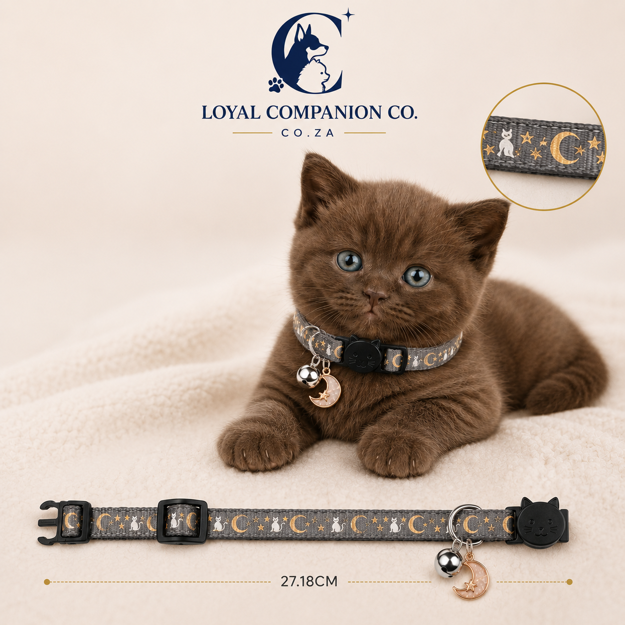 Loyal Companion Co.™ Glow-in-the-Dark Cat Collar with Bell — 2-Pack, Adjustable Nylon
