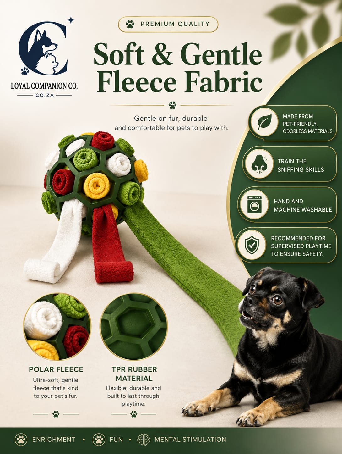 Loyal Companion Co.™ Sensory Sniff & Chew Ball — Interactive Puzzle Toy for Dogs