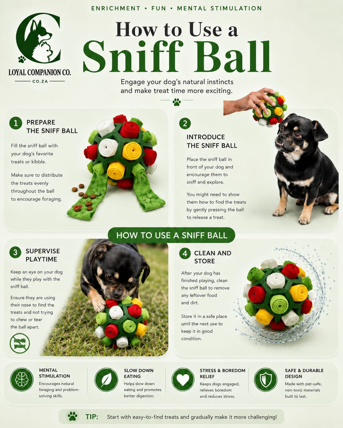 Loyal Companion Co.™ Sensory Sniff & Chew Ball — Interactive Puzzle Toy for Dogs