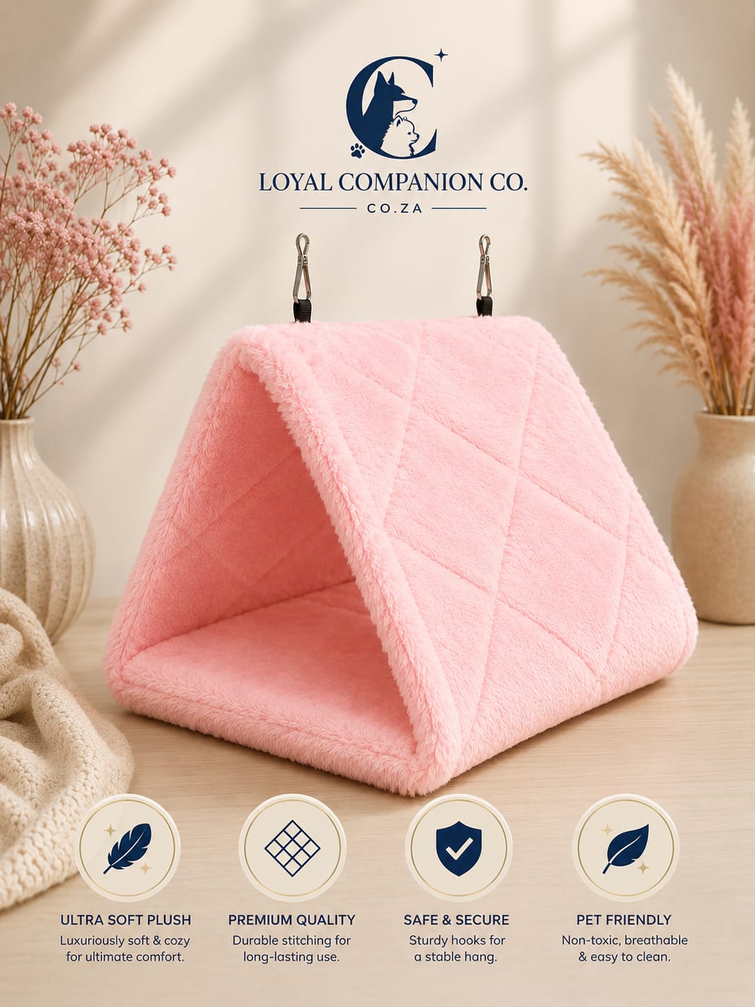 Loyal Companion Co.™ Plush Hammock Nest — Cozy Hanging Retreat for Parrots & Small Birds