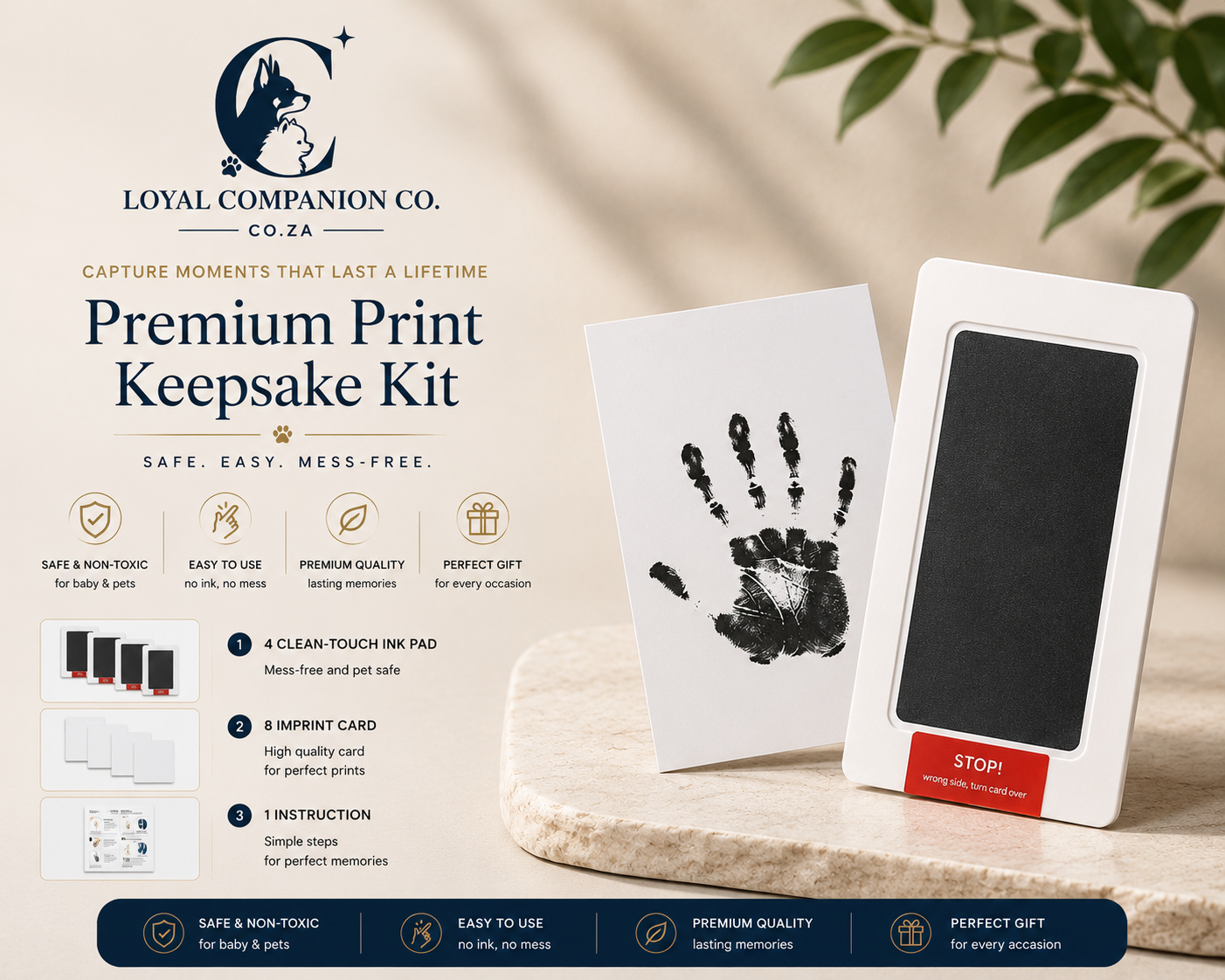 Loyal Companion Co.™ Pet Memory Paw Print Kit — 12-Piece Handprint & Footprint Souvenir Set