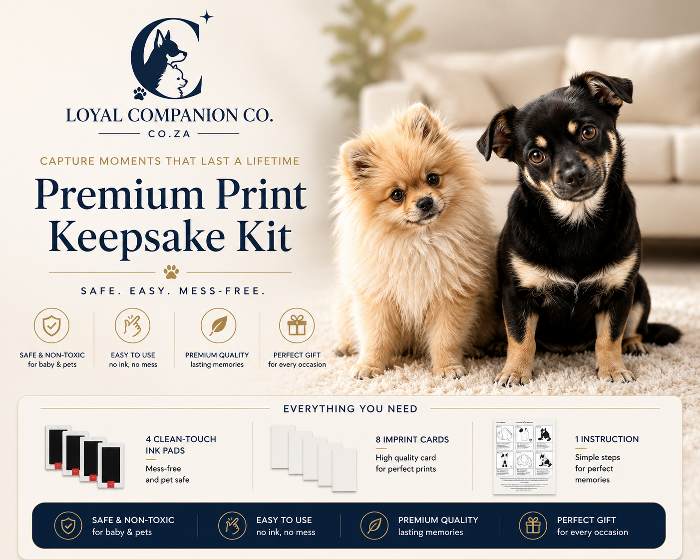 Loyal Companion Co.™ Pet Memory Paw Print Kit — 12-Piece Handprint & Footprint Souvenir Set