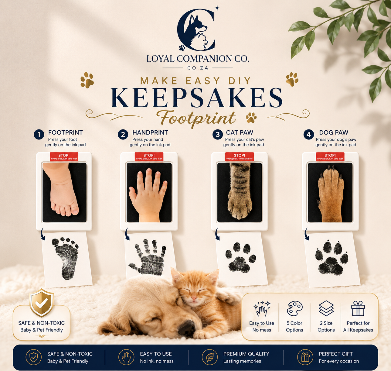 Loyal Companion Co.™ Pet Memory Paw Print Kit — 12-Piece Handprint & Footprint Souvenir Set